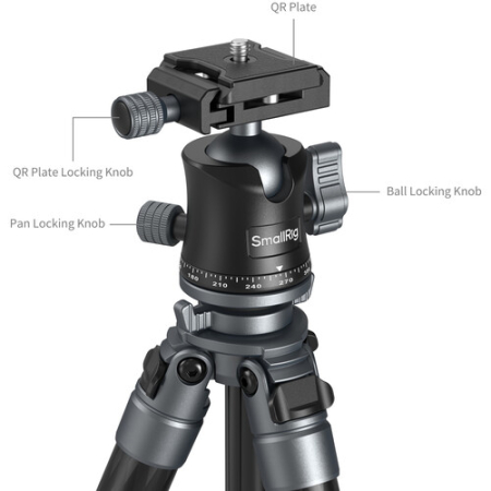 SmallRig 6598 - lekki i podróżny statyw fotograficzny z głowicą kulową - szczegóły